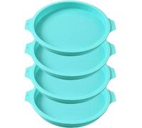 Otbushit Molde para hornear de silicona redondo de 8 pulgadas y 2, 5 cm de alto, 4 piezas pequeñas para hornear, al vacío, mousse de chocolate casera, verde, molde para pasteles de plástico