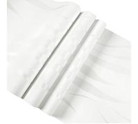 Otbushit Papel pintado con rayas onduladas no tejidas en relieve 3D, moderno, absorbente de sonido, transpirable, color Beige y plateado, papel tapiz con purpurina para sala de estar y dormitorio