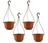 Otbushit Paquete de 4 Macetas Colgantes de Plástico con Ganchos Cestas Colgantes para Plantas Exterior e Interior Cesta de Orquídeas Octagonal para Jardín Porche Balcón Decoración Cestas para Planta