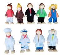 Otbushit Personas de Casa de Muñecas de Madera 9 Piezas Mini Personajes de Disfraces Posibles Realistas Figuras de Personas Educativas de Casa de Muñecas para Juegos de Imaginación 18+ Meses