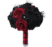 Otbushit Rosas Artificiales, Flores Artificiales de Rosas Negras, Ramo de Novia de 9, 8 Pulgadas