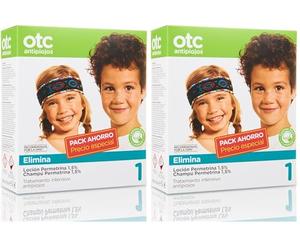 OTC Antipiojos - Pack Permetrina para Eliminar Piojos y Liendres, incluye Loción (125 ml) + Champú (125 ml) + Gorro + Lendrera (Paquete de 2)