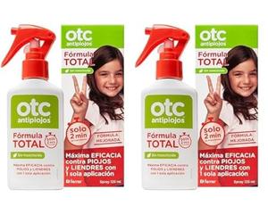 OTC Antipiojos - Spray Antipiojos Fórmula Total - Sin Insecticidas - Eficaz en 2 Minutos - Incluye Gorro y Lendrera - A partir de 1 Año - Envase de 125 ml (Paquete de 2)
