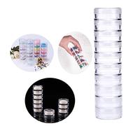 OTCRAFT 20 recipientes de plástico apilables, 19 x 3,5 cm, caja de almacenamiento transparente, redondos, tarros organizadores para cuentas, botones, accesorios de uñas de bricolaje