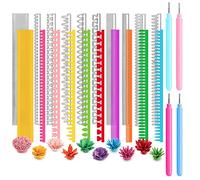 OTCRAFT Juego de 10 flores enrolladas en 3D con 4 herramientas de filigrana de papel, tiras de filigrana de pétalos de flores para hacer tarjetas, álbumes de recortes, plantilla de troquelado para
