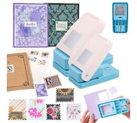 OTCRAFT Juego de 2 perforadores de sellos rectangulares de 3,8 x 3,8 cm y 1 x 0,8 pulgadas, perforadores de papel de acción de palanca para manualidades, álbumes de recortes, manualidades, suministros