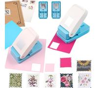 OTCRAFT Juego de 2 sellos postales rectangulares de 2,5 x 2 cm con juego de perforadora cuadrada de 2,5 cm, perforadora de palanca de acción rectangular festoneada para manualidades de papel