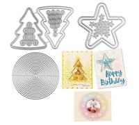 OTCRAFT Juego de 21 troqueles de corte de círculo, estrella, árbol de Navidad para manualidades, manualidades, troqueles de corte de metal para manualidades, álbumes de recortes, tarjetas de papel,