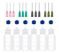 OTCRAFT Juego de 6 aplicadores de pegamento de punta fina de 30 ml; botellas de plástico exprimibles con puntas de aguja; botellas aplicadoras vacías con punta de precición para filigranas de papel,