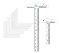 OTCRAFT Juego de 9 piezas de posicionamiento creativo, esquinas de tarjetas, ayudantes con regla cuadrada en T de acrílico transparente de 6 pulgadas/12 pulgadas, esquinas de estampado, suministros de