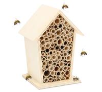 Otel para Insectos de Madera - Resistente a la Intemperie, Casa para Abejas Domésticas Abejas Silvestres, Abejorros y Mariposas Incluye Tubos de Anidación de Bambú (Pequeño)