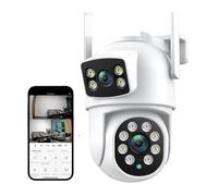 OTENC Cámaras para Seguridad del hogar, Cámara 4K 8MP PTZ Lente Dual Pantalla Dual 4X Zoom Digital cámara IP 4MP HD Seguimiento automático vigilancia CCTV al Aire Libre(8MP NO SD Card)