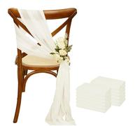 OTENG Fajas para sillas de Boda, 12 Unidades, 17 x 275 cm, de Gasa Rosa, para Bodas, decoración de pasillos y Fiestas.(12pcs Ivory)