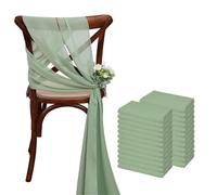 OTENG Fajas para sillas de Boda, 24 Unidades, 17 x 275 cm, Color Verde navideño, de Gasa, Juego de 12, Ideal para Bodas, Fiestas, pasillos y decoración.(Green1)