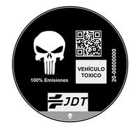 OTHER Vinilo Adhesivo Pegatina Sticker Distintivo Ambiental Coche VEHICULO TOXICO JDT INVERTIDO