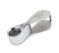 Othmro Lupa 40X Silbato con forma de lupa LED iluminada plegable para joyas, lupa plateada/negro, 21007, 30 x 21 mm.