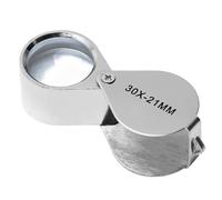 Othmro - Lupa plegable (1 pieza, 2/4 piezas, 30X/20X/10X, diámetro de lente de 21 mm, forma de silbato, lupa plateada), 1 Piezas, 30 x 21 mm.
