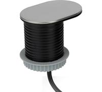 Otio, Bloque Deslizante Empotrable 16 A + USB C Acero Inoxidable, Potencia Máxima 3680 W, Cable de 1,9 m, Enchufe Plano con Anillo, Perforación Ø 60 mm