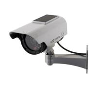 Otio - Cámara Solar Falsa con LED Intermitente - Blanco - Efecto Disuasorio para Seguridad del Hogar - Panel Solar Autónomo - Fijación Mural Orientable - Simulación Realista - Sin Cableado - 15 cm