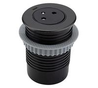 Otio, EasyEject - Toma empotrable con puerto USB-C QuickCharge, acabado inoxidable negro cepillado, 16 A (2 P+T), cable de 1,5 m, diámetro 60 mm, diseño rasador, compatible con oficinas y cocinas