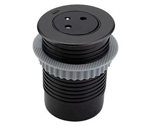 Otio, EasyEject - Toma empotrable con puerto USB-C QuickCharge, acabado inoxidable negro cepillado, 16 A (2 P+T), cable de 1,5 m, diámetro 60 mm, diseño rasador, compatible con oficinas y cocinas