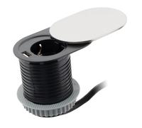 Otio Enchufe empotrable Schuko + USB A con tapa deslizante Negro
