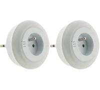 Otio Luz nocturna LED multicolor automática con sensor de luz diurna Blanco (Paquete de 2)