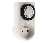 Otio - Programador Mini Diario Mecánico con Interruptor de Luz - Diseño Flexible para Funcionamiento Continuo - Uso Interior - Blanco - Compacto