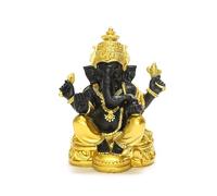 OTKARXUS Figura hindú de Ganesha, señor indio dorado negro, elefante, Ganesha, estatua de ídolo, escultura de Buda para el hogar, decoración de coche (Oro + Negro)
