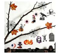 OTKSMDYY Decoración de Ambiente for Fiesta de Halloween, Adorno de Puerta, Calabaza Fantasma, Gato Negro, Letrero de Pared Frontal de Madera(Halloweenwoodentagdtype-6pcs)