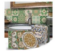 OTKSMDYY Pegatinas de Pared Autoadhesivas de azulejo de Estilo Europeo Mandala, Papel Tapiz Impermeable y a Prueba de Aceite for Dormitorio y Cocina, Pet(ART51,15CMx15CMx24PCS)