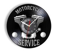 OTKU Reloj Pared 30cm Servicio de Motocicletas Negocio Cartel Colgante Taller Reloj de Pared Reparación de Motocicletas Disco de Vinilo Reloj de Pared Decorativo de Garaje