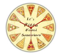 OTKU Reloj Pared Silencioso 30m It's Pizza O'Clock Somewhere Italian Pizza Slice Wall Clock Cafe Resturant Decor Pizzaria Wall Sign Dispaly Clock Gift