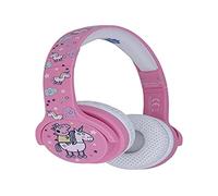 OTL Technologies Auriculares Infantiles con Bluetooth (Banda Acolchada, limitación de Volumen a 85 dB, diseño de Peppa Pig y Peppa, para niños y niñas), Color Rosa y Blanco