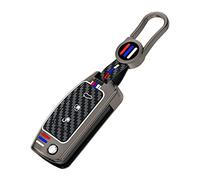 OTMIK Aleación de Zinc Fibra de Carbono Silicona Llavero Coche Fundas para Ford Focus 2 MK2 Fiesta Mondeo Galaxy Falcon Territory Ecosport Llavero Accesorios (Mate)