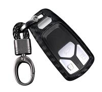 OTMIK Funda de Silicona con Diseño de Fibra de Carbono para Llaves de Coche Apta para Audi A4 B9 A5 A6 8S 8W Q5 Q7 4M S4 S5 S7 TT TTS TFSI RS (Funda para Llaves + Llavero)