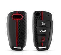 OTMIK Funda de Silicona para Llaves de Coche Apta para Audi A1 A3 A4 A6 S3 S4 S6 Q3 Q5 Q7 TT RS4 RS6 R8 Seat Exeo Accesorios para Carcasas de Llaves de 3 Botones (Rojo Línea)