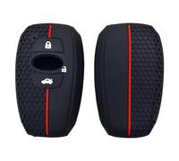 OTMIK Funda de Silicona para Llaves de Coche Apta para Subaru Legacy Impreza Forester XV Trezia BRZ WRX Levorg Outback Accesorios para Carcasas de Llaves de 3 Botones (Negro - Línea Roja)