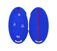 OTMIK Funda de Silicona para Llaves de Coche Apto para Hyundai Tucson NX4 Kona SX2 Ioniq 6 EV Grandeur GN7 Azera Elantra Sonata 5-7 Botones Accesorios para Llaves (Azul + Línea Roja)