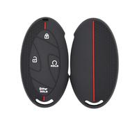 OTMIK Funda de Silicona para Llaves de Coche Apto para Hyundai Tucson NX4 Kona SX2 Ioniq 6 EV Grandeur GN7 Azera Elantra Sonata 5-7 Botones Accesorios para Llaves (Negro + Línea Roja)