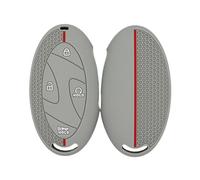 OTMIK Funda de Silicona para Llaves de Coche Apto para Hyundai Tucson NX4 Kona SX2 Ioniq 6 EV Grandeur GN7 Azera Elantra Sonata 5-7 Botones Accesorios para Llaves (Gris + Línea Roja)