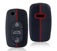 OTMIK Funda de Silicona para Llaves de Coche Compatible con Audi A1 A2 A3 A4 A6 A8 Q5 Q7 TT de 3 Botones Accesorios para Carcasas de Llaves (Rojo Línea)
