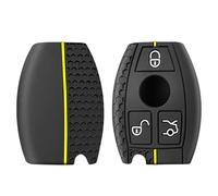 OTMIK Funda de Silicona para Mercedes Benz Clase A B C E S G W204 W205 W212 W213 W176 W177 GLC CLA AMG Llavero Accesorios (Línea Amarilla)