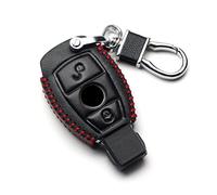 OTMIK Funda protectora de cuero porta llaves para llaves inteligentes de coche, llavero para Mercedes Benz CLS CLA GL R SLK AMG A B C S Class Key Shell accesorios (2 botones)