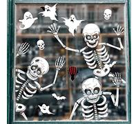 OTMVicor - 6 Hojas de Decoración de Fiesta, 68 Calcomanías de Ventana de Halloween, Calcomanías de Esqueleto y Fantasma