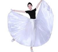 OTMYIGO Falda de satén para Baile, Falda Larga para Mujer, Falda Gitana para práctica de Danza del Vientre, Falda de Flamenco, Falda de salón de Baile Grande, Disfraz de Halloween,A10,720°