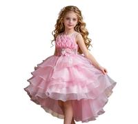 OTMYIGO ,Rosado,130cm, Vestido de niña Princesa sin Mangas, Vestidos de Damita de Honor para Bodas Vestidos de Encaje y Tul Vestido de Baile para Halloween Disfraces y Juegos de rol