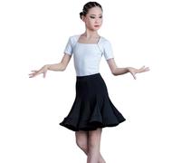 OTMYIGO Vestido de Baile Latino para niñas, Ropa de Carnaval de Tango para niños, Ropa de Baile, Atuendo de competición de Baile de Salsa Latina,Negro,140
