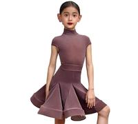 OTMYIGO Vestido de Baile Latino para niños sin Mangas, Vestido de Rumba y Samba para salón de Baile, Faldas, Ropa de Baile para niñas de 3 a 13 años,Púrpura,170