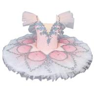 OTMYIGO Vestido tutú de Ballet para niñas, Estilo El Lago de los cisnes, con Tirantes Bordado Leotardo de Gimnasia Traje tutú Ropa de Patinaje artístico para competiciones de Danza,J,130